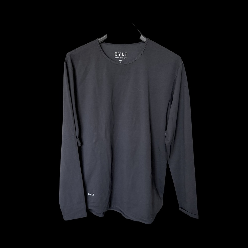 BYLT Premium Basics Drop‎ Cut LS Lux Long Sleeve Shirt Black Mens Large NWT